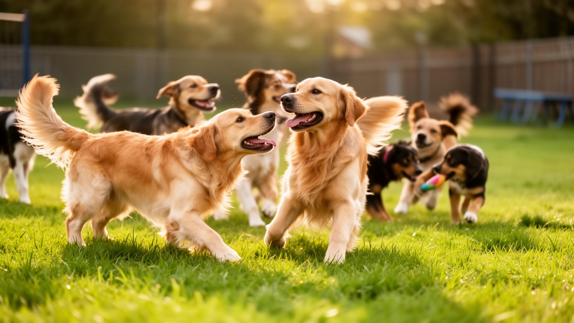 Happy dogs playing at Happy Tails dog daycare